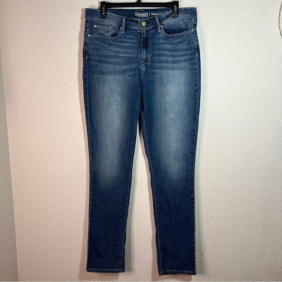 Signature by Levi's Medium Blue High Rise Modern Slim Jeans Womens Size 33 - Picture 1 of 9